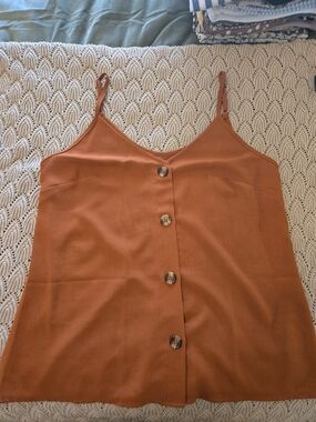 Button-Front Rust Spaghetti Strap Camisole